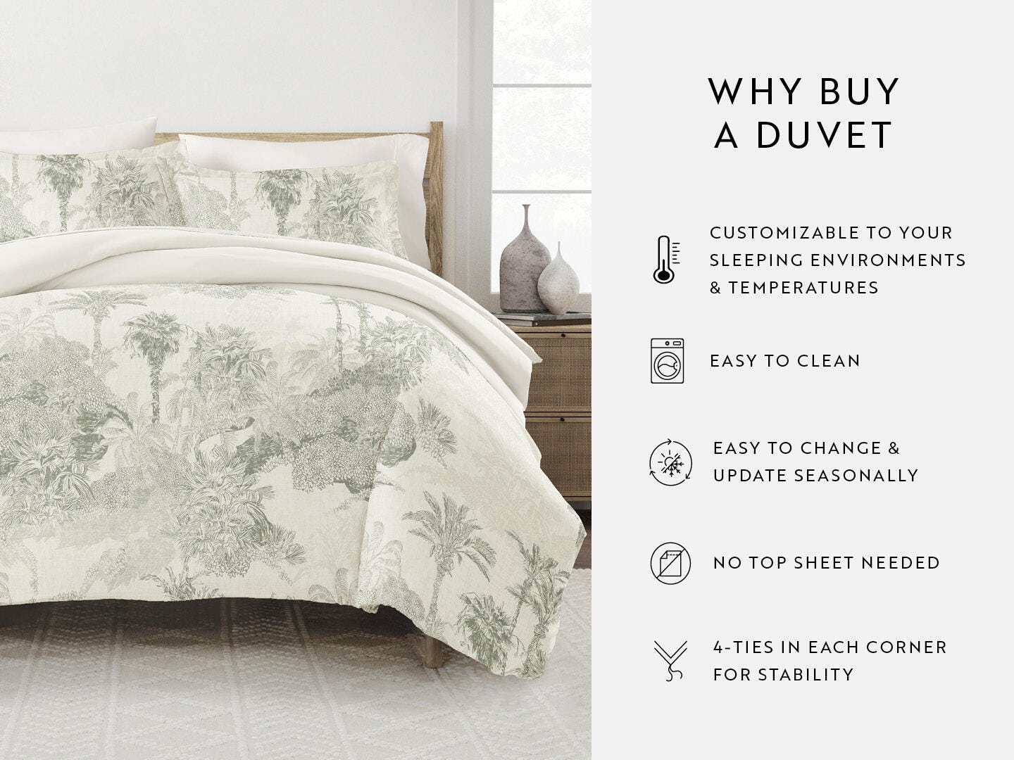 iEnjoy Home Paradise 3 Piece Full/Queen Duvet Set, Eucalyptus, large
