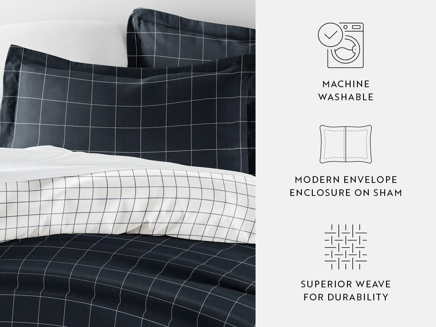 iEnjoy Home Checkered 3 Piece Full/Queen Duvet Set, Navy, large
