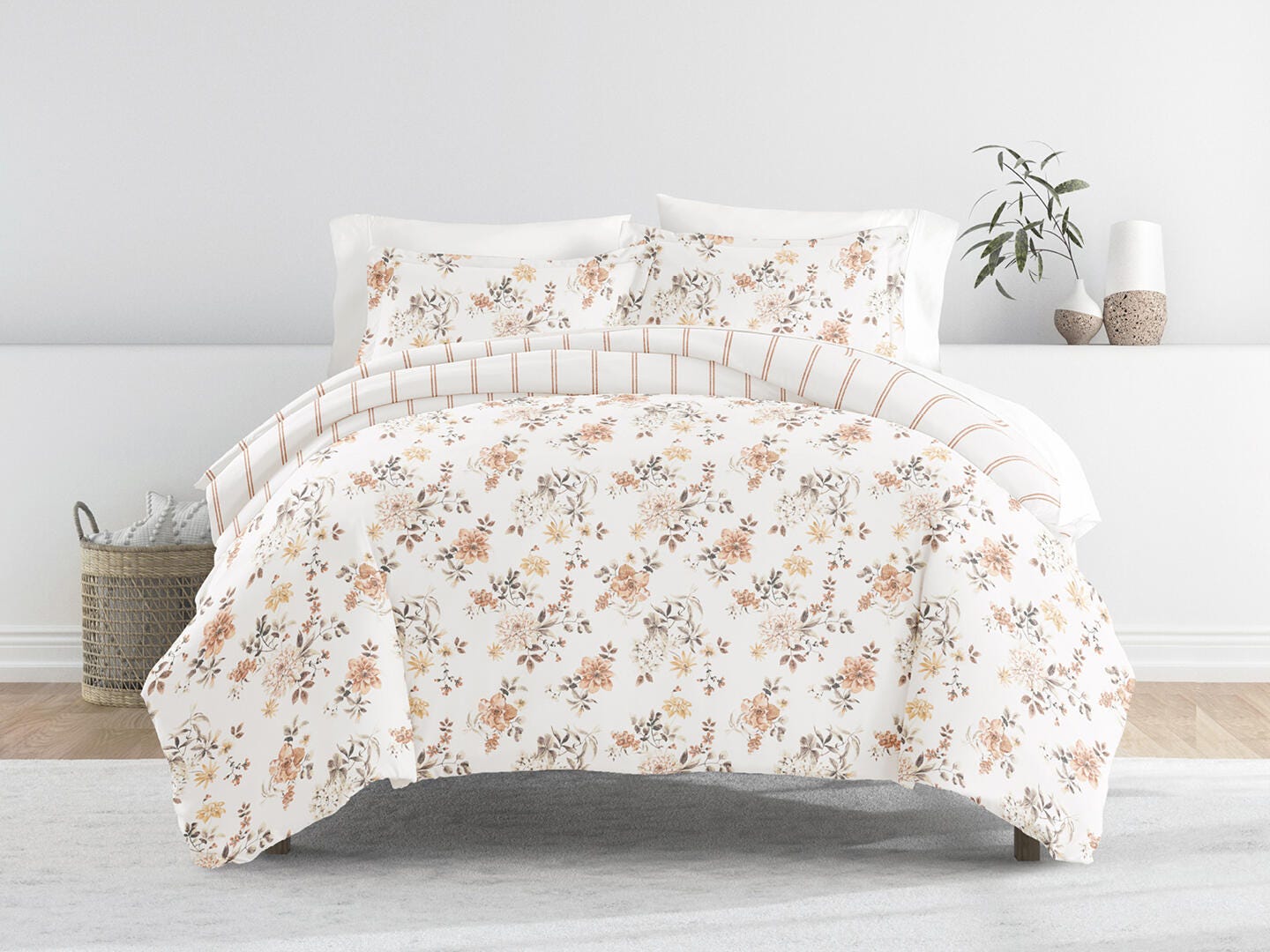 iEnjoy Home Sunset Garden 2 Piece Twin/Twin XL Duvet Set, Apricot, large
