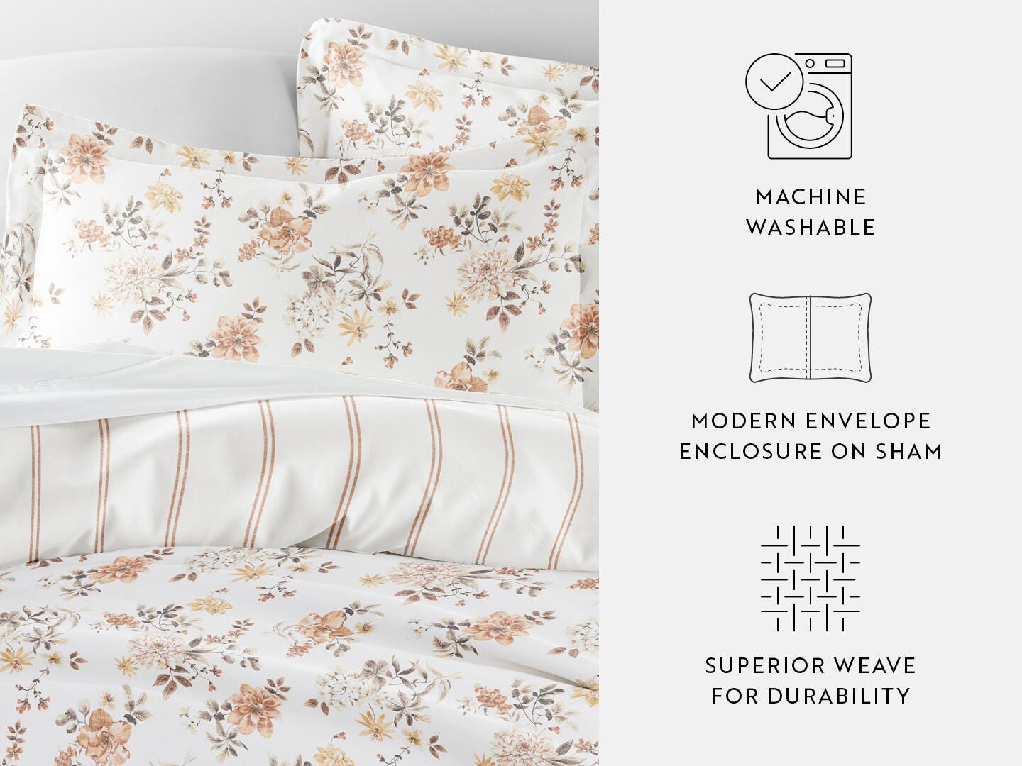 iEnjoy Home Sunset Garden 3 Piece Full/Queen Duvet Set, Apricot, large