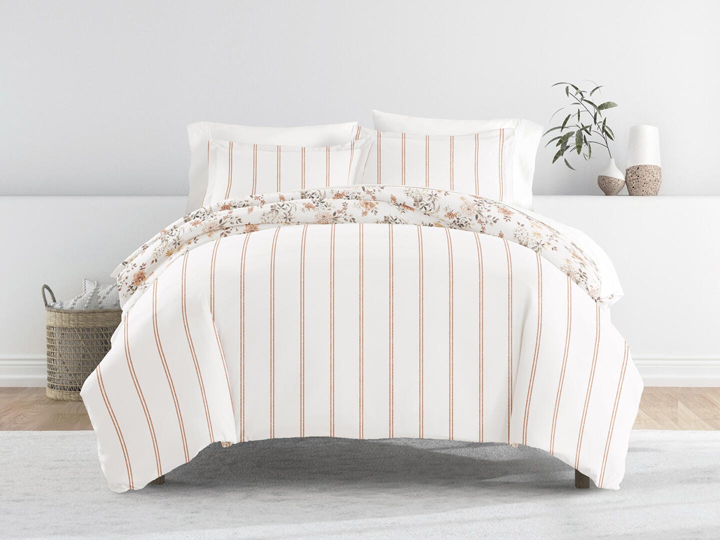 iEnjoy Home Sunset Garden 3 Piece Full/Queen Duvet Set, Apricot, large