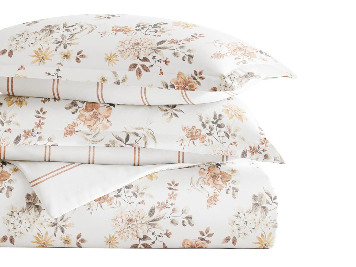 iEnjoy Home Sunset Garden 3 Piece Full/Queen Duvet Set, Apricot, large