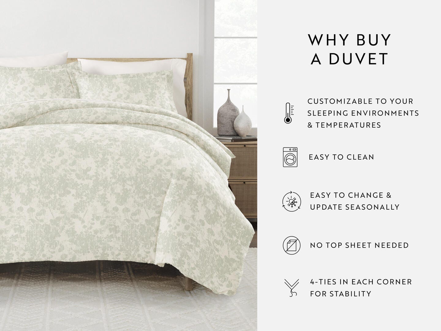 iEnjoy Home Mist 2 Piece Twin/Twin XL Duvet Set, Green Mist, large