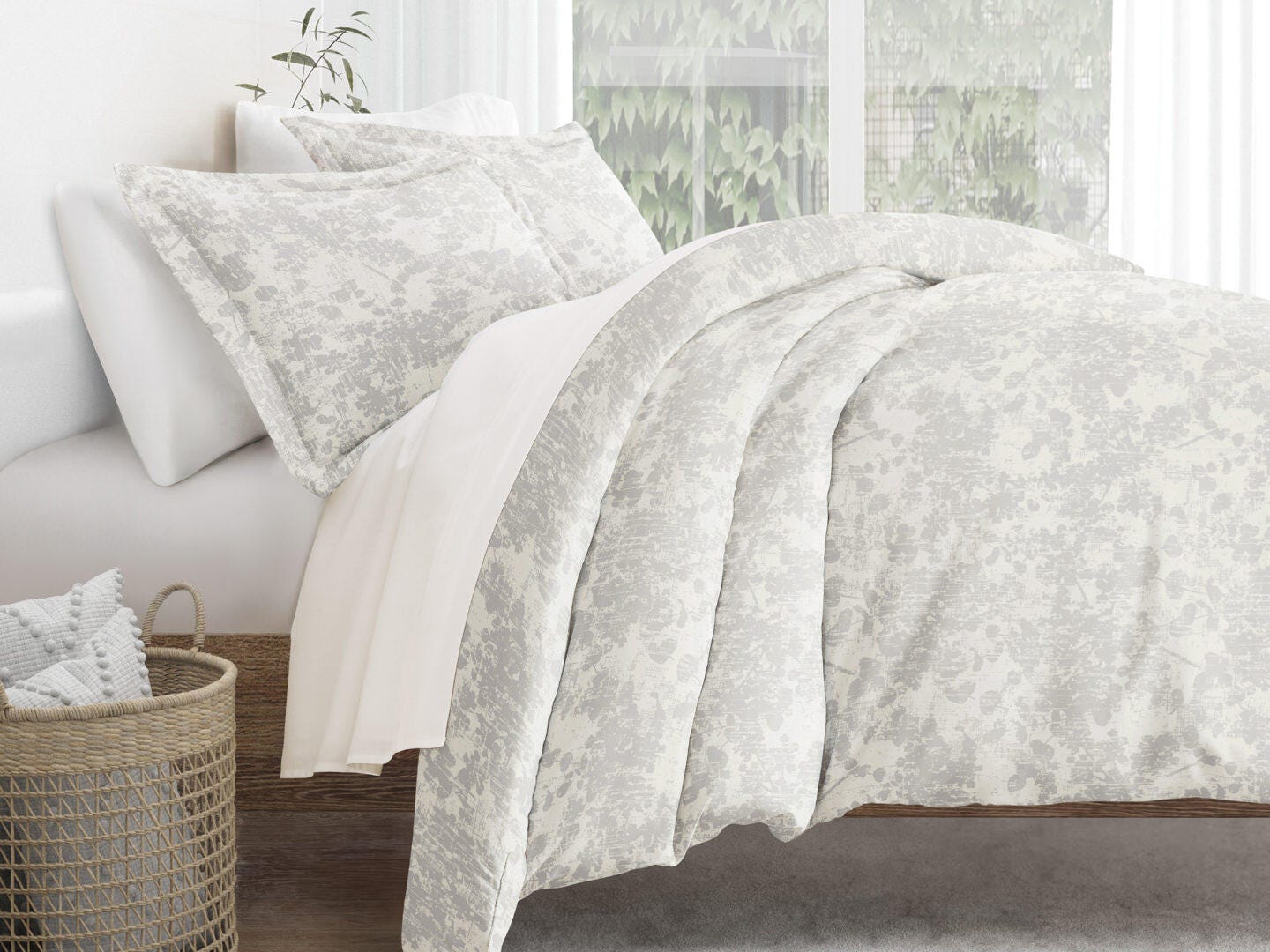iEnjoy Home 3 Piece Full/Queen Duvet Set, Light Gray, large