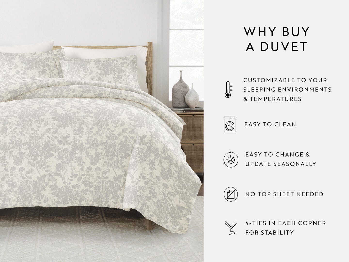 iEnjoy Home 3 Piece Full/Queen Duvet Set, Light Gray, large