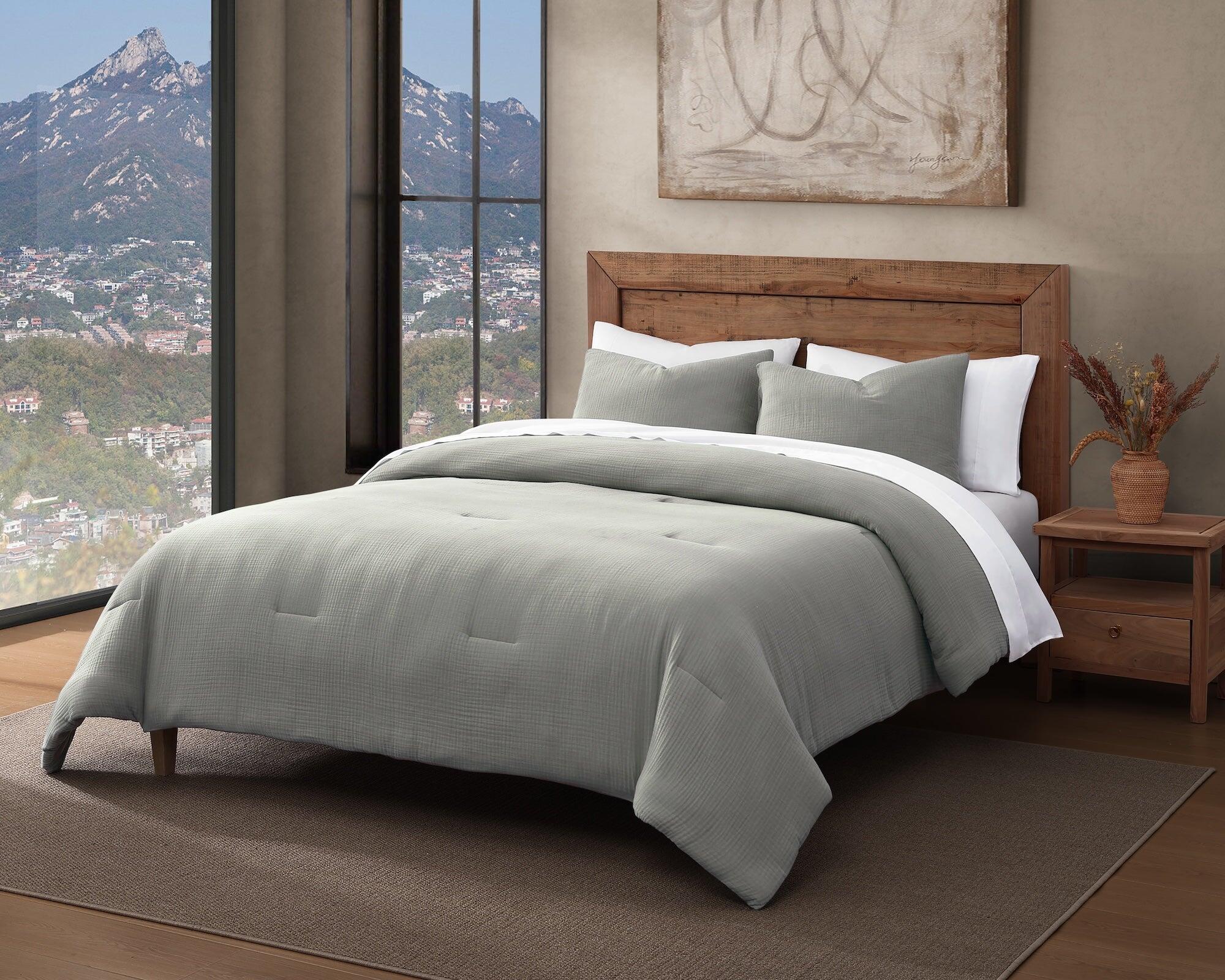 HiEnd Accents 3 Piece Queen Comforter Set, Sage, large