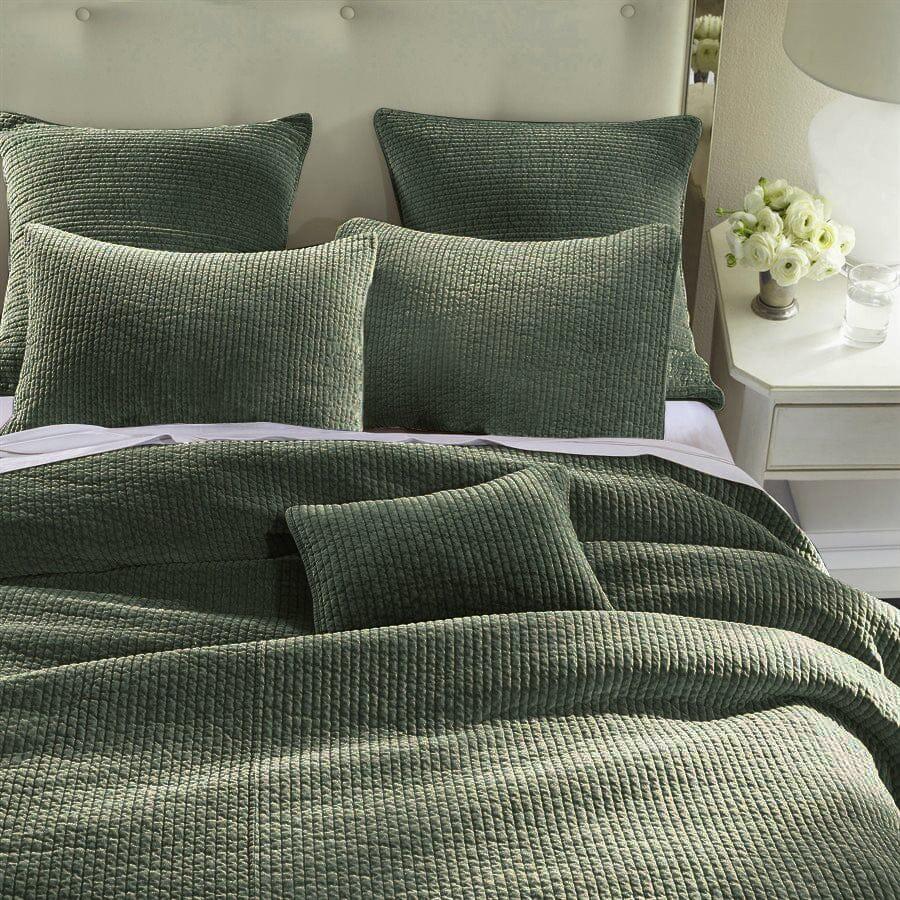 HiEnd Accents Solid 3 Piece Queen Quilt Set, Fern Green, large