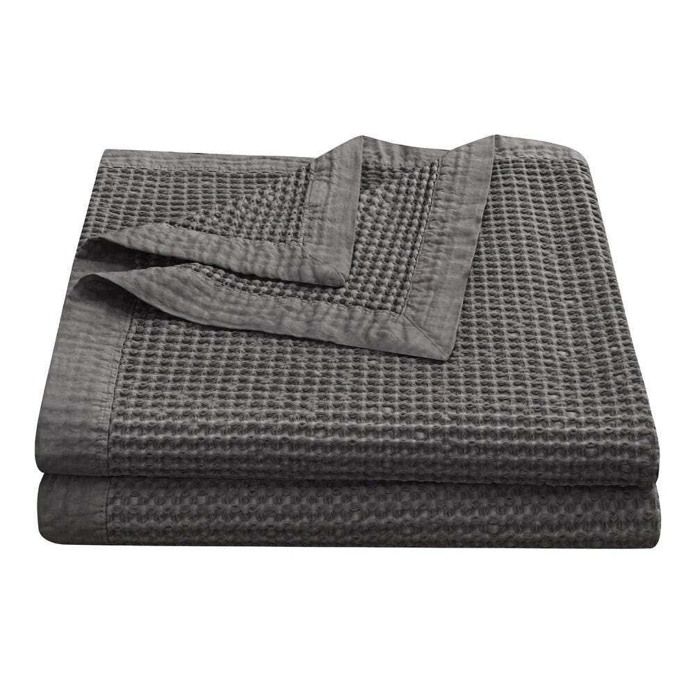 HiEnd Accents Weave 3 Piece Queen Coverlet Set, Slate, rollover