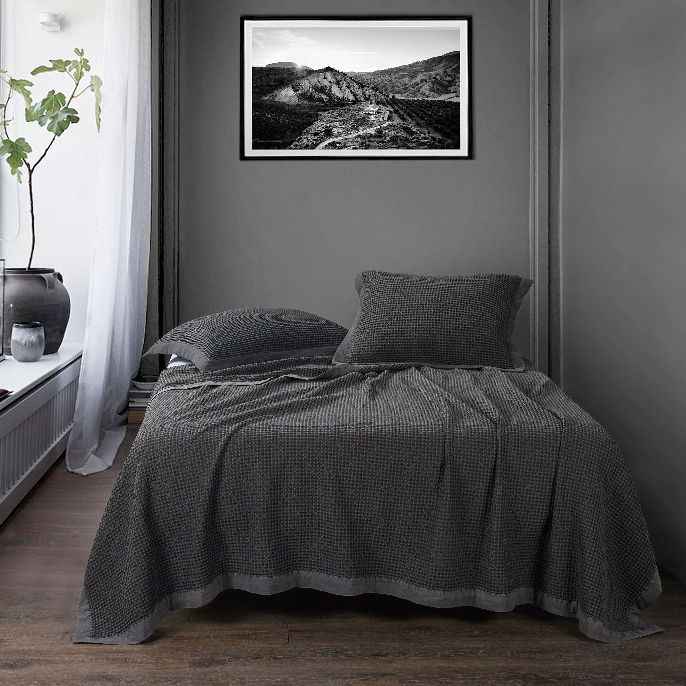 HiEnd Accents Weave 3 Piece Queen Coverlet Set, Slate, large