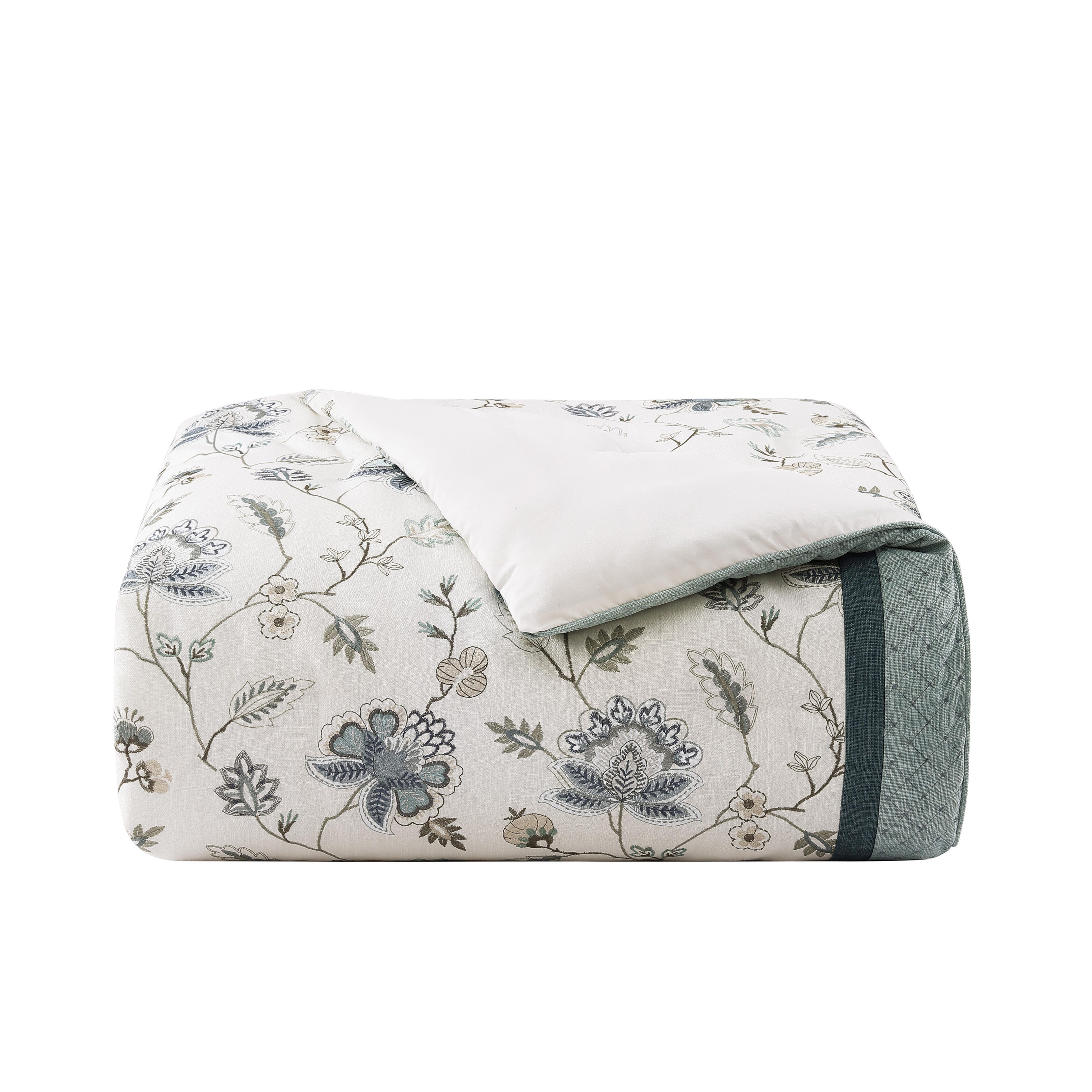 J. Queen New York Blossm View 4 Piece Queen Comforter Set, Teal/White, large