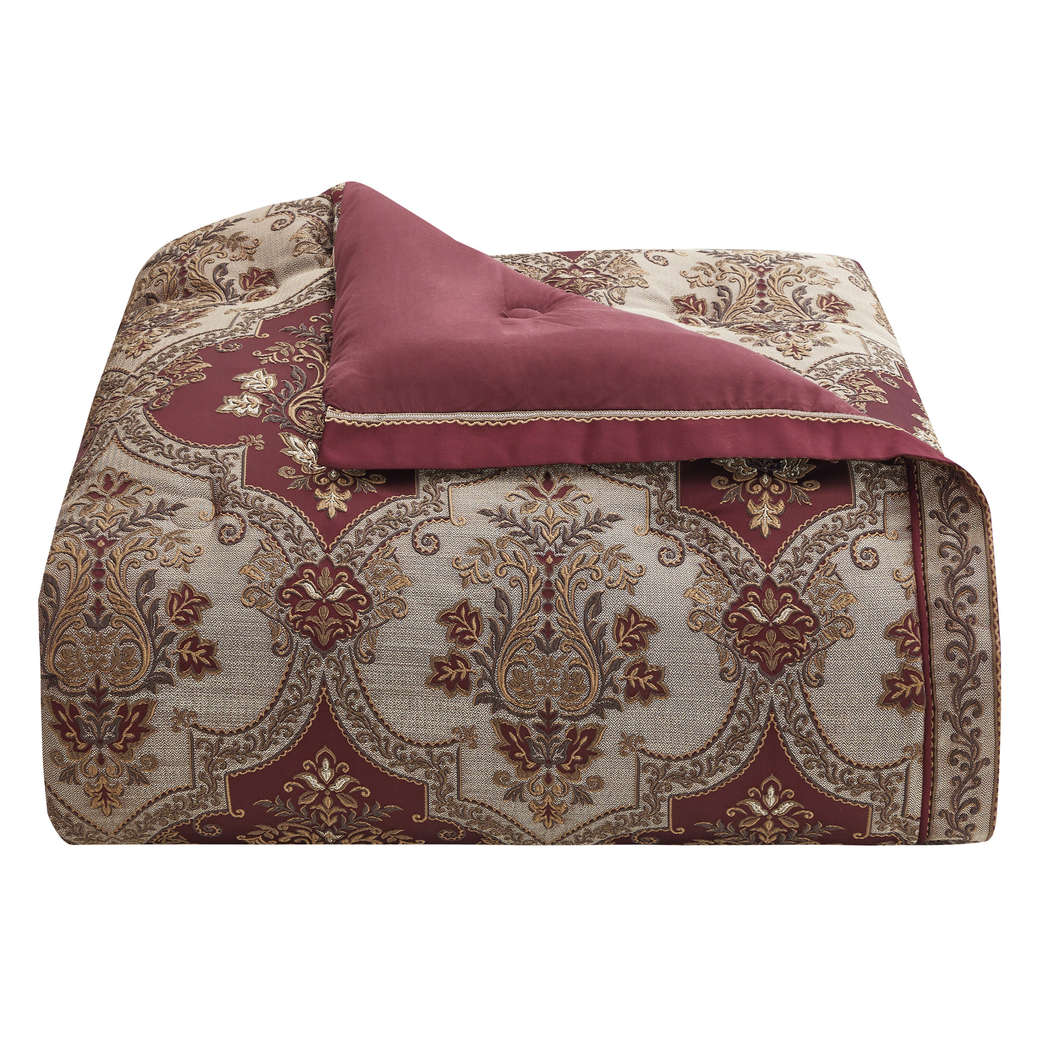 J. Queen New York Phyllis 4 Piece California King Comforter Set, Burgundy, rollover