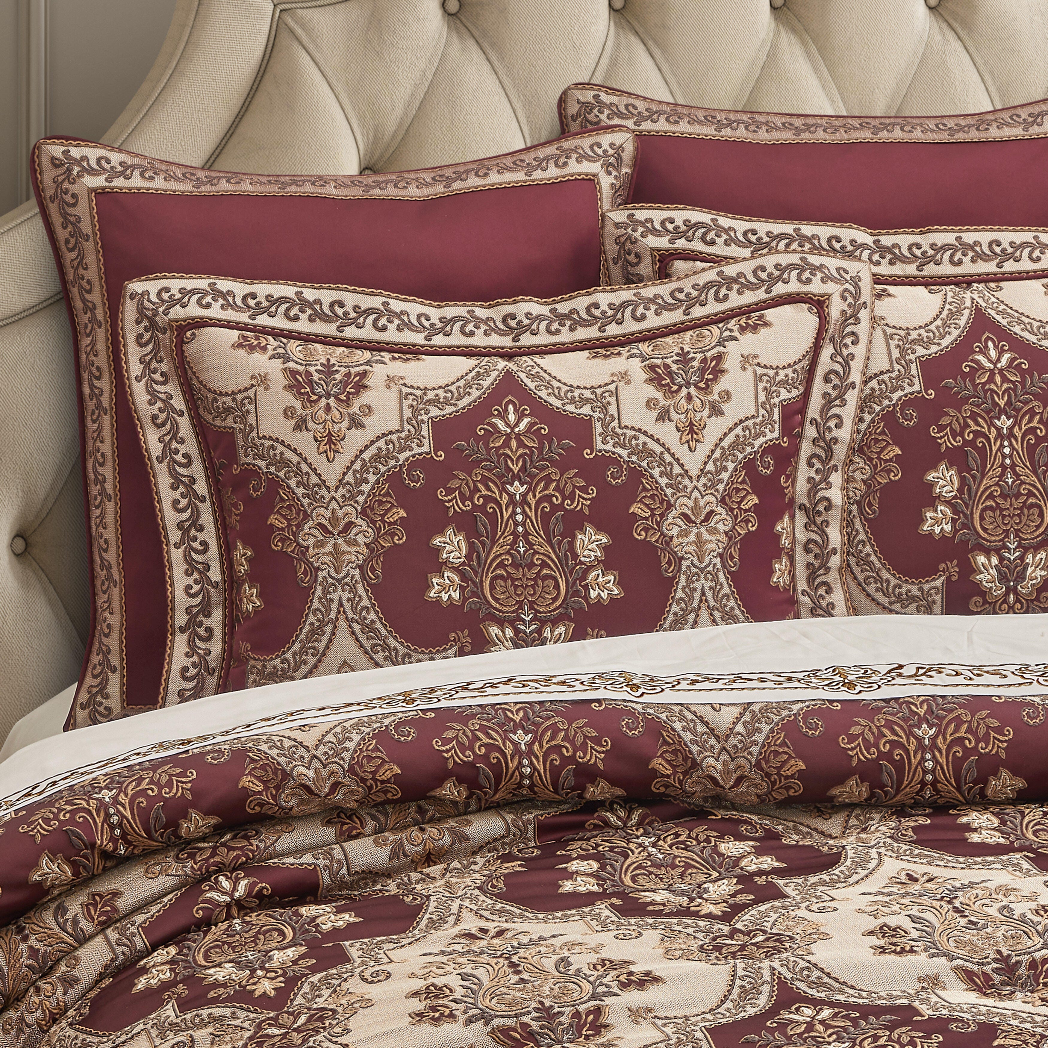 J. Queen New York Phyllis 4 Piece Queen Comforter Set, Burgundy, large