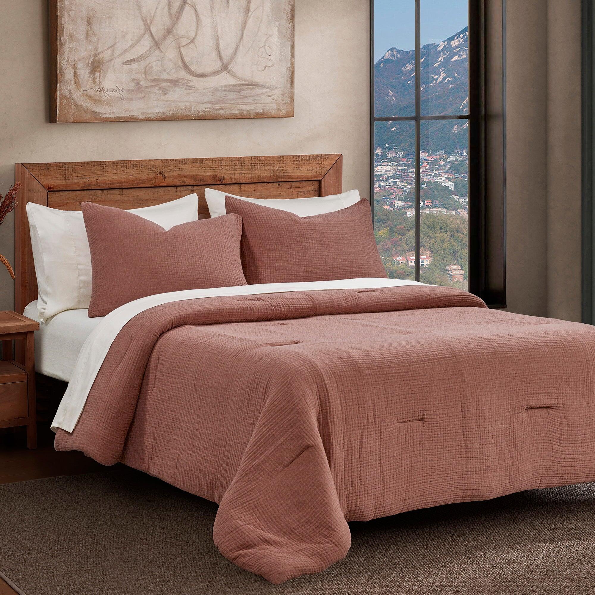 HiEnd Accents Voile 3 Piece King Comforter Set, Clay, large