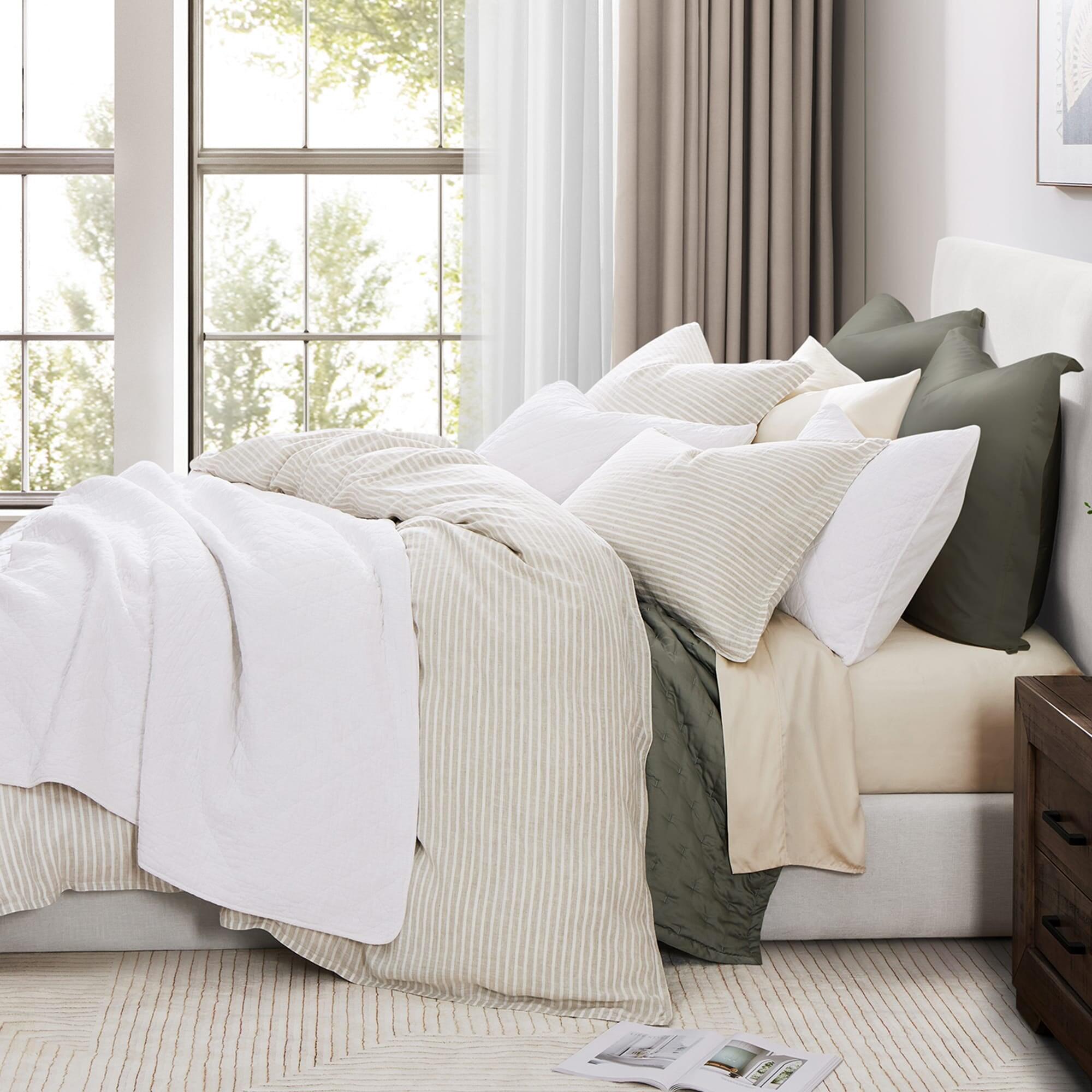 HiEnd Accents 3 Piece Queen Duvet Cover Set, Natural, large