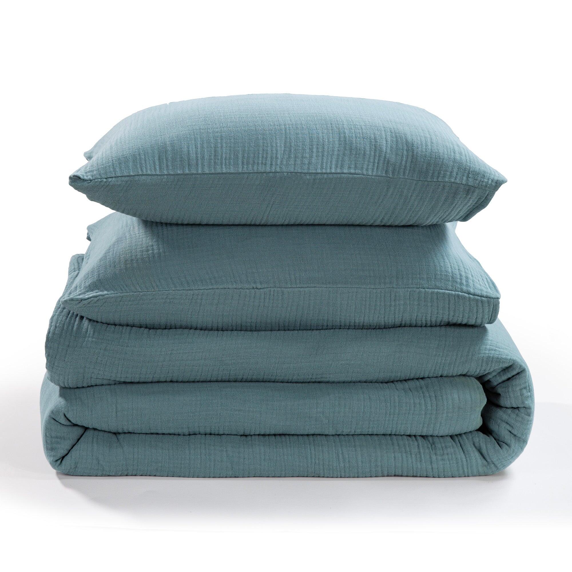HiEnd Accents Voile 3 Piece Queen Comforter Set, Storm Blue, rollover