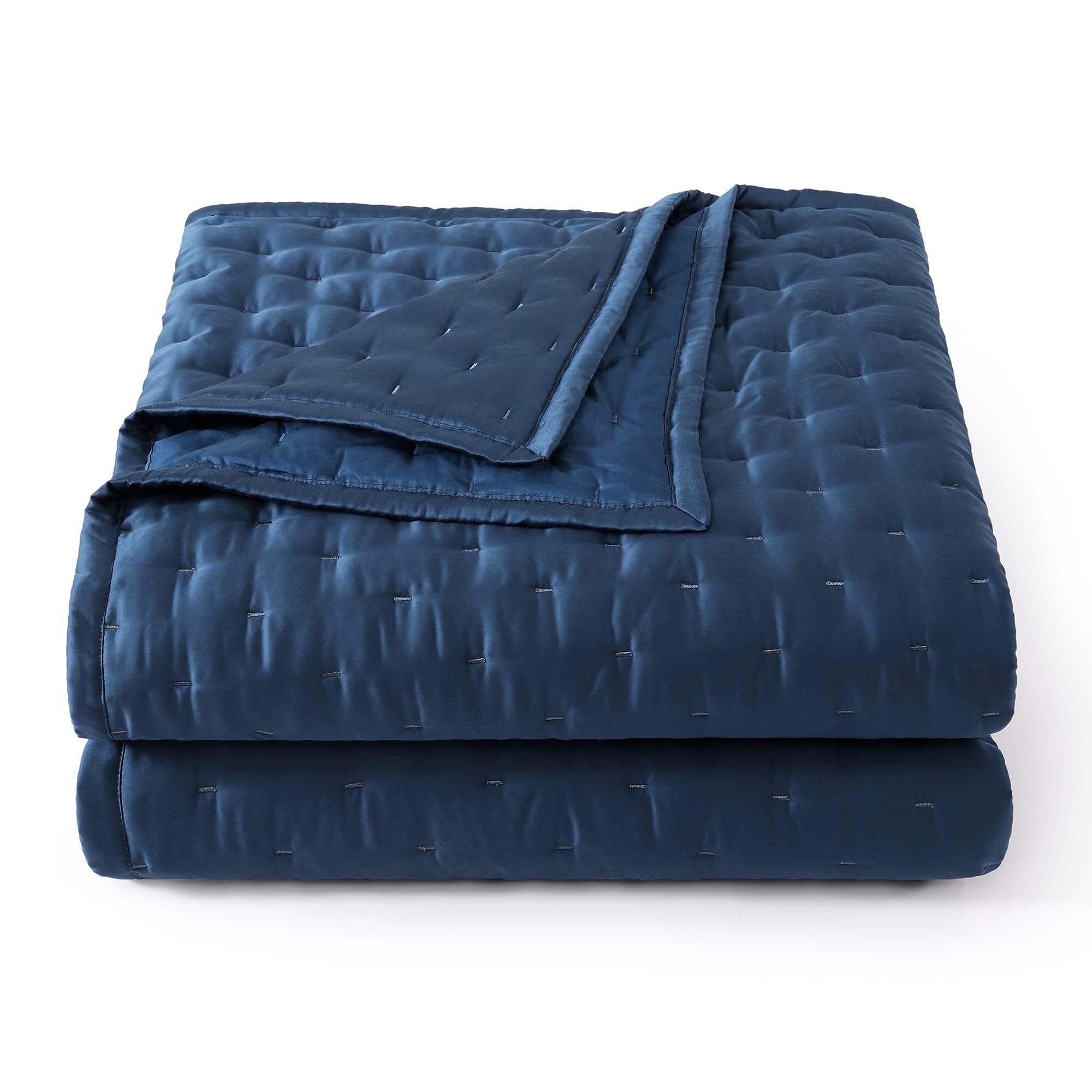 HiEnd Accents Lyocell 3 Piece King Quilt Set, Regal Blue, rollover