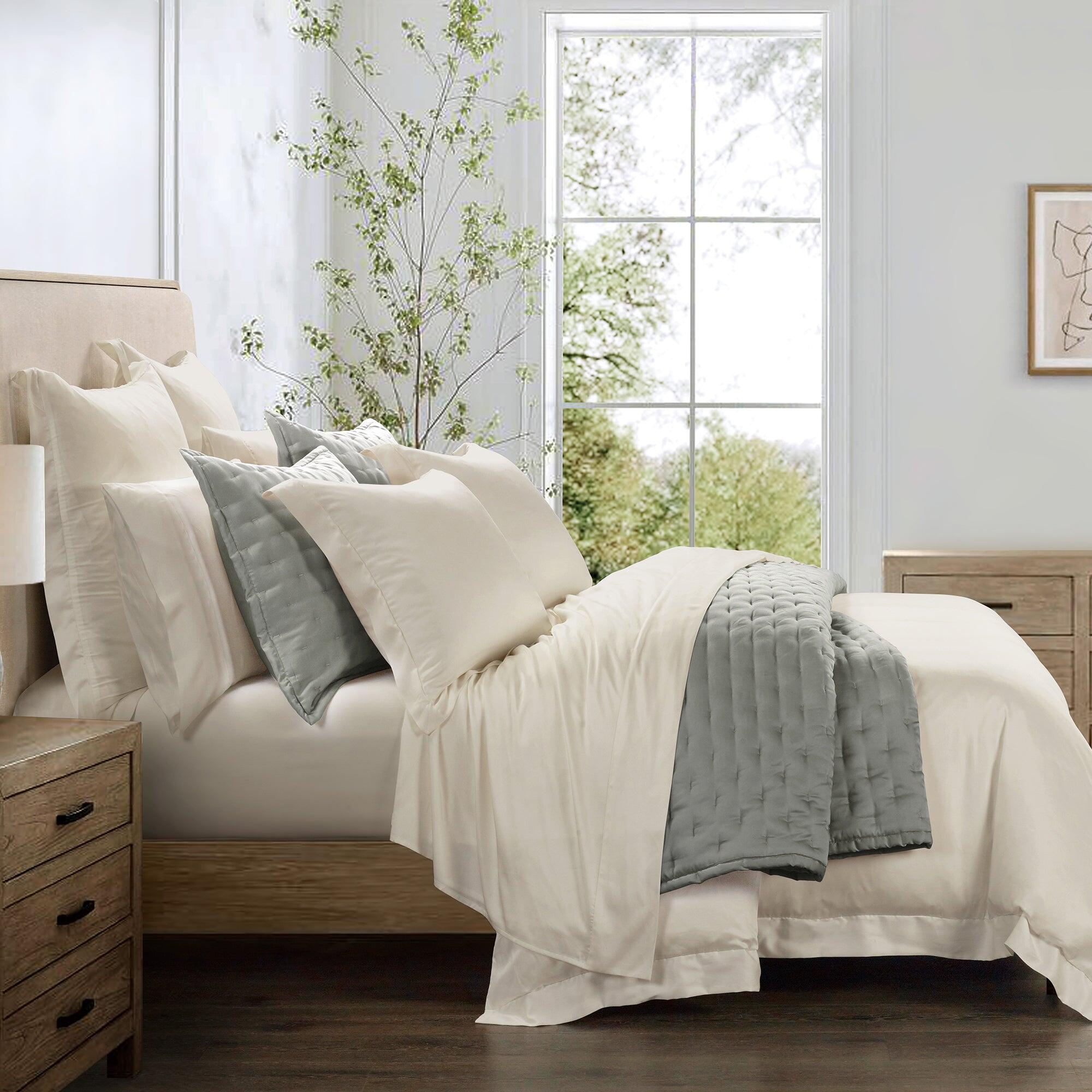 HiEnd Accents Lyocell 3 Piece Queen Duvet Cover Set, Ivory, large