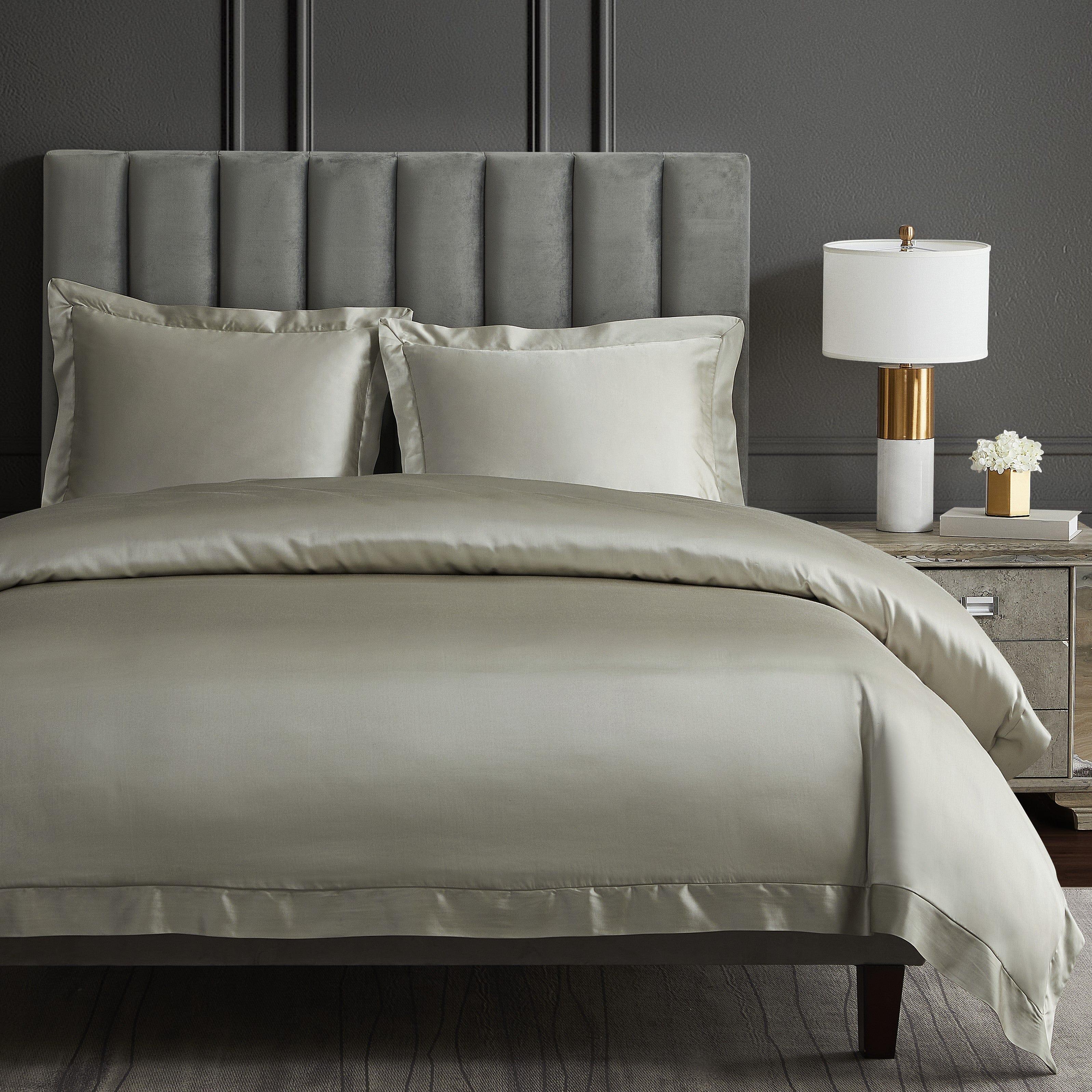 HiEnd Accents High Shine 3 Piece Queen Duvet Cover Set, Champagne, large