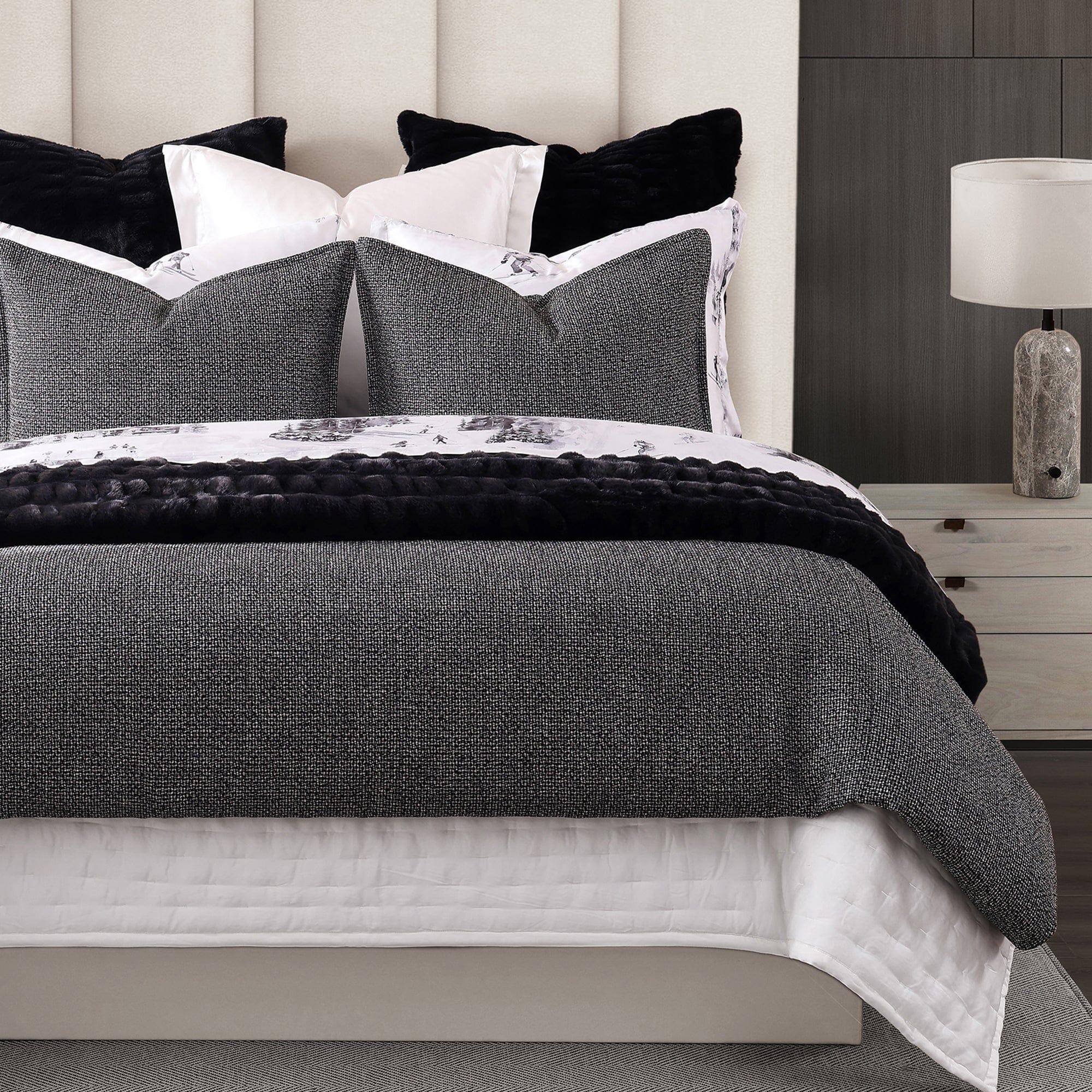 HiEnd Accents Tweed 3 Piece Queen Comforter Set, Black, large