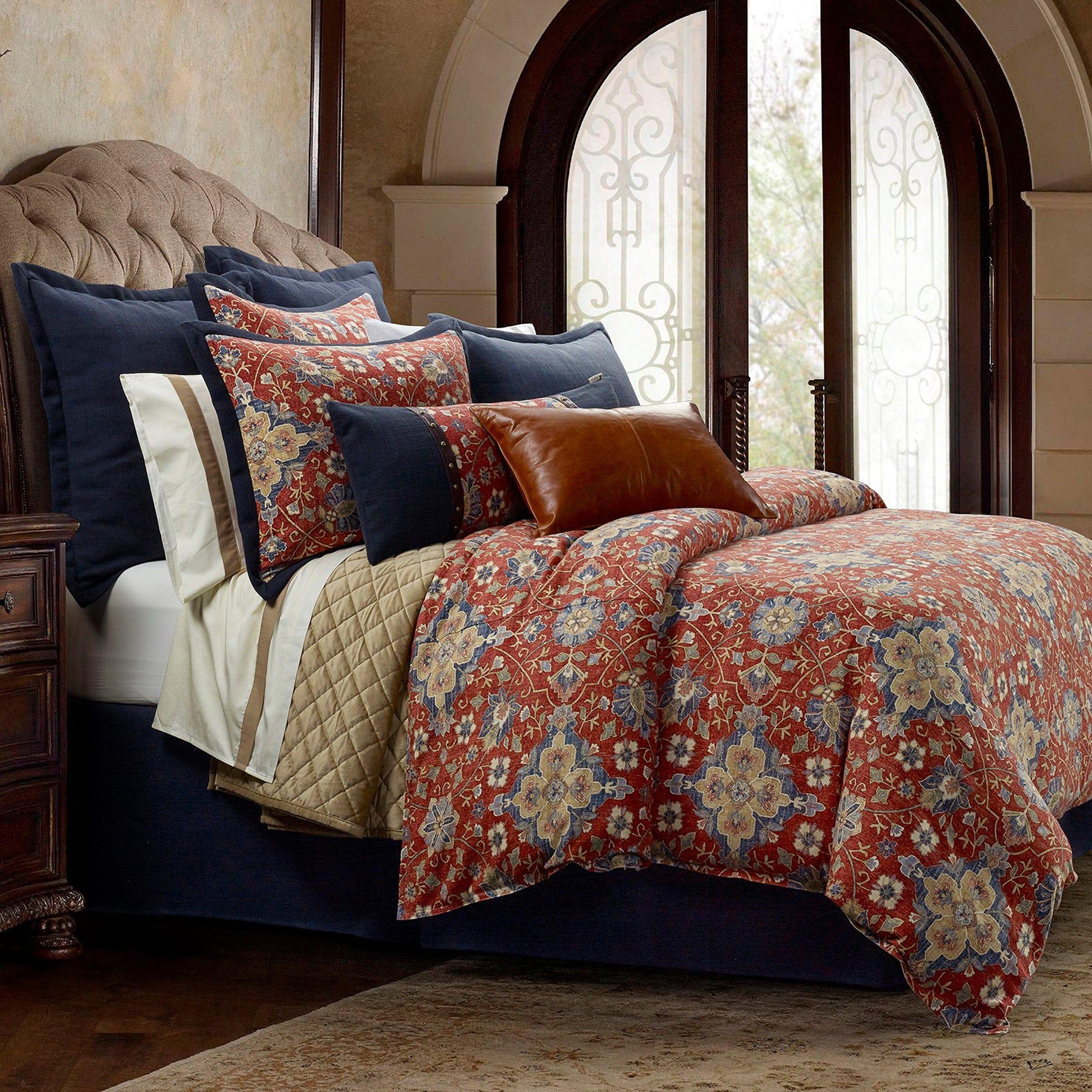 HiEnd Accents Melinda 3 Piece Queen Duvet Cover Set, Red, large
