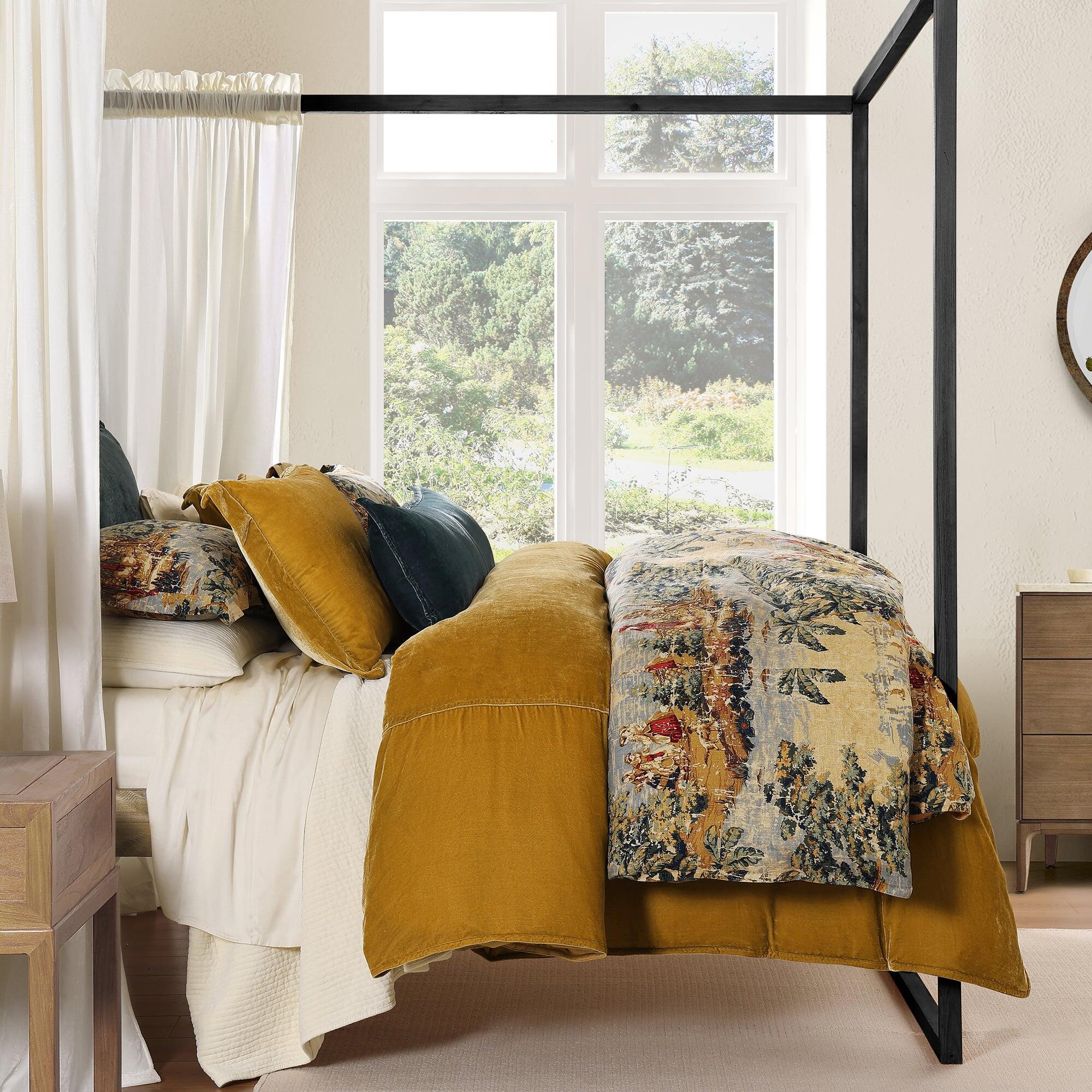HiEnd Accents Botanical 3 Piece Queen Duvet Cover Set, Yellow Gold, large