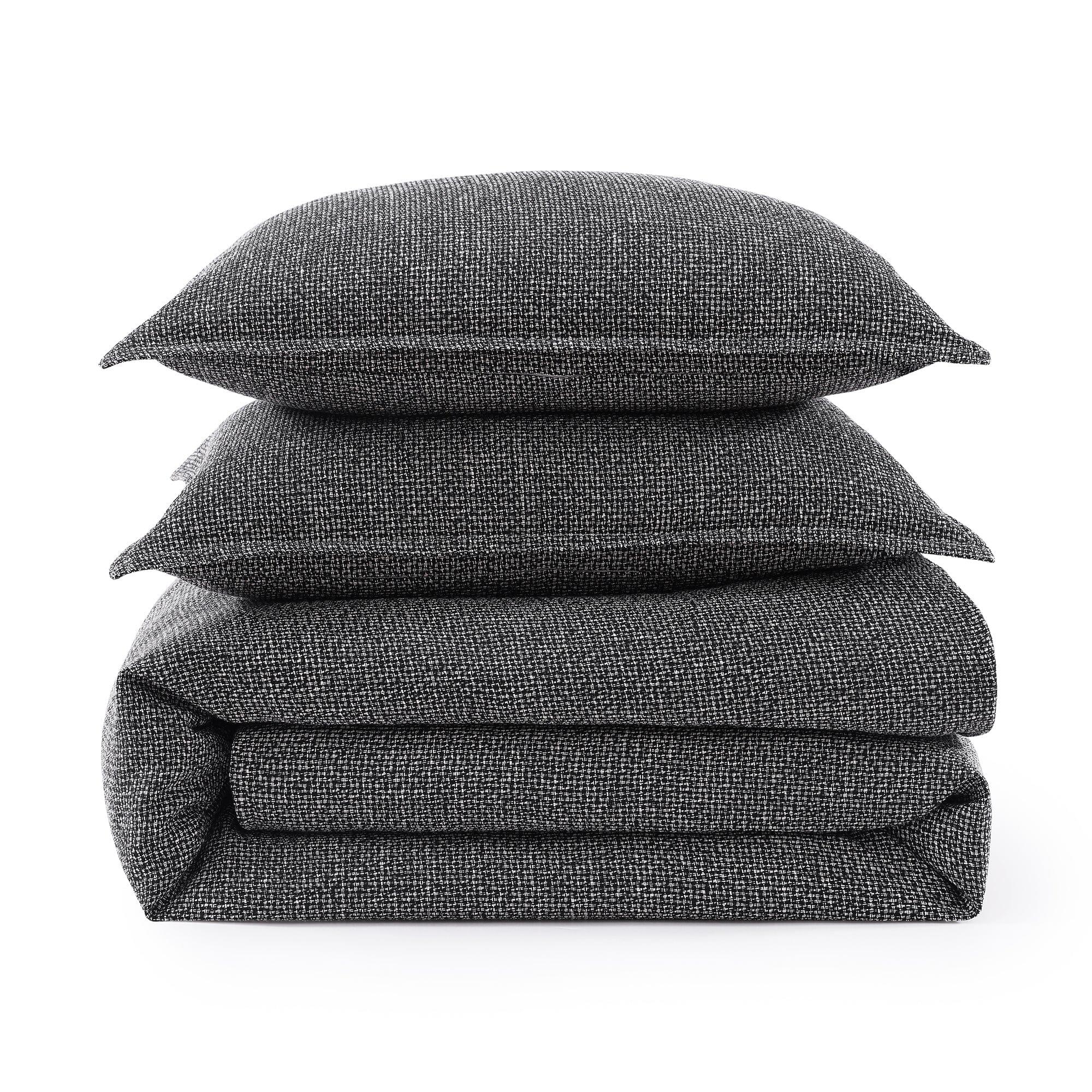HiEnd Accents Tweed 2 Piece Twin Duvet Cover Set, Black, rollover