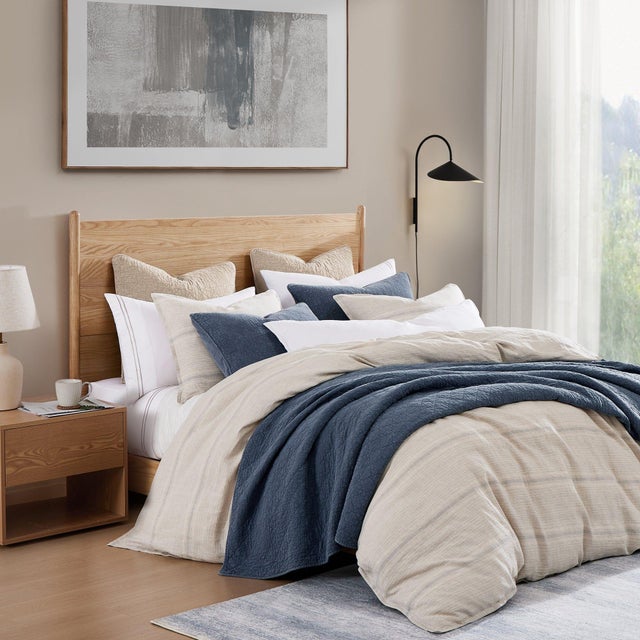 HiEnd Accents Striped 3 Piece Queen Duvet Cover Set, Light Blue