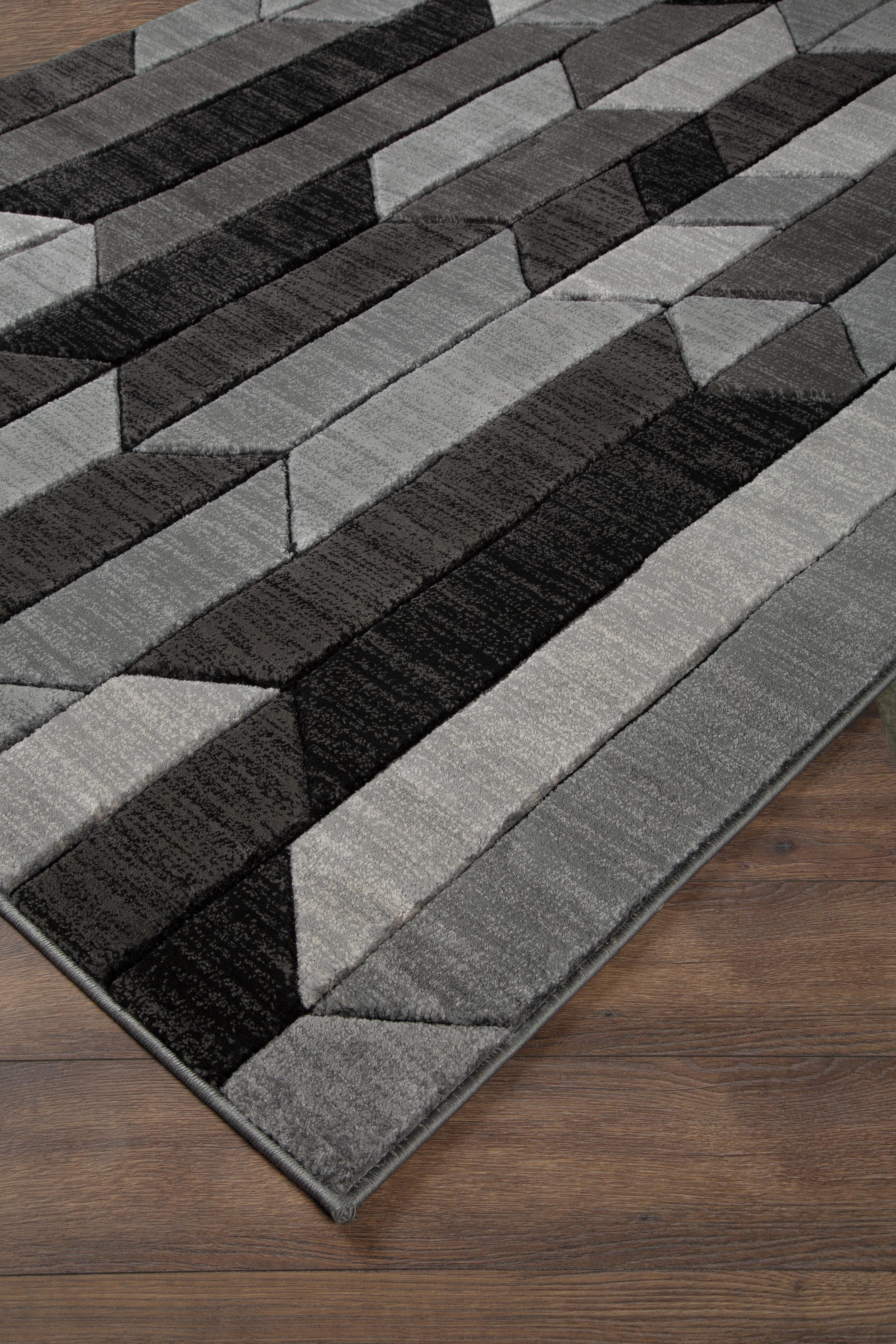 Chayse 6'6" x 9'6" Rug, Black/Gray, rollover