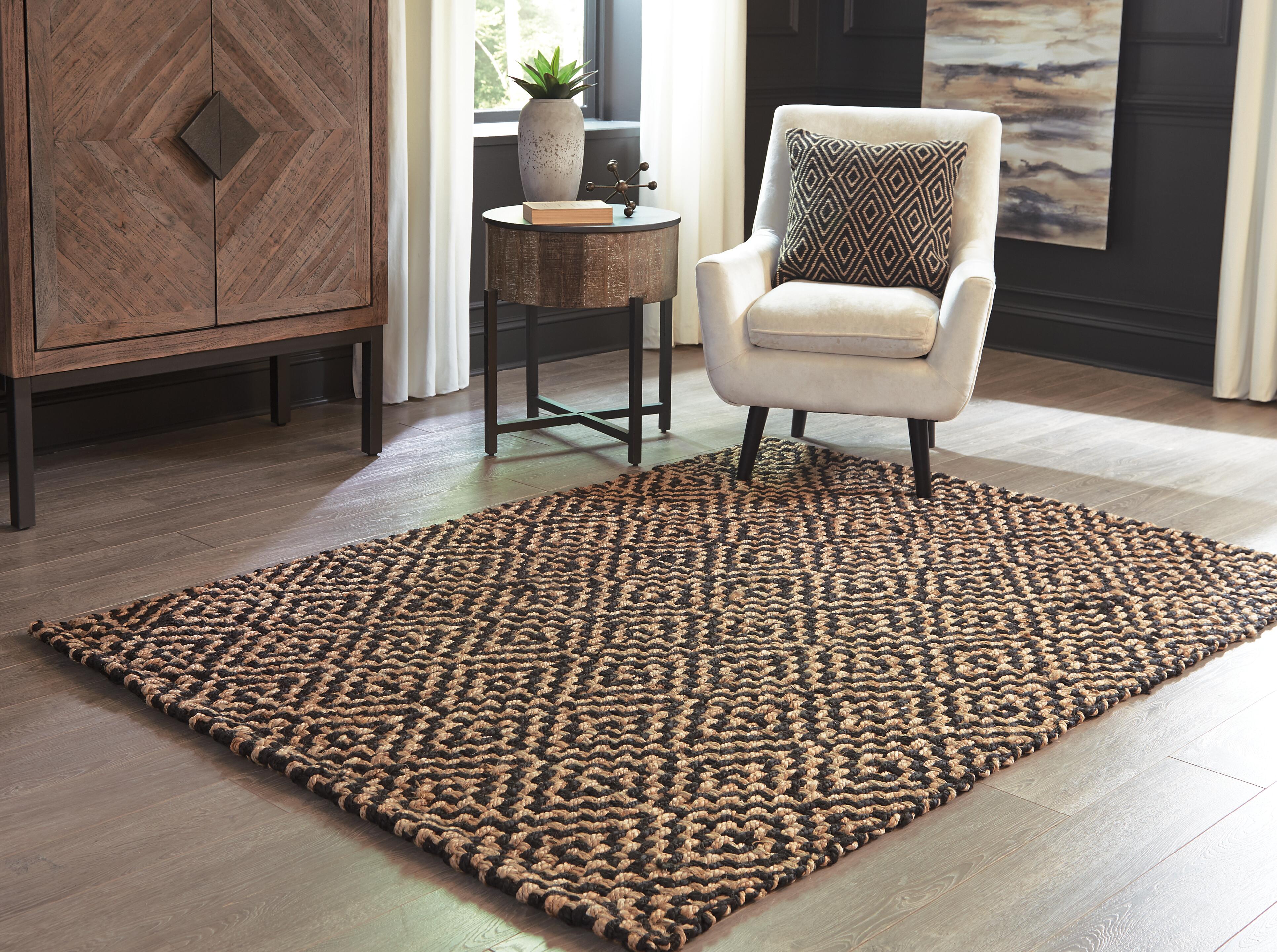 Broox 5' x 7' Rug, Natural/Black, large
