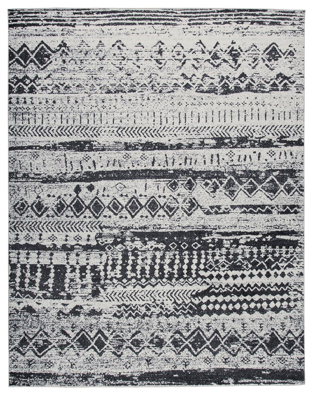 Devman 7'9" x 9'11" Washable Rug, Black/Cream/Gray, large