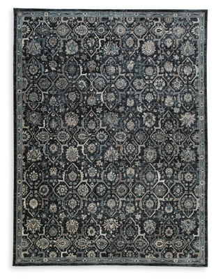 Hilcott 7'10" x 10'6" Rug, Blue/Cream/Brown, large