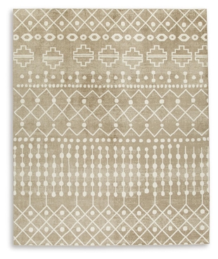 Bunchly 7'10" x 10'3" Washable Rug, Tan/Brown/Cream, large