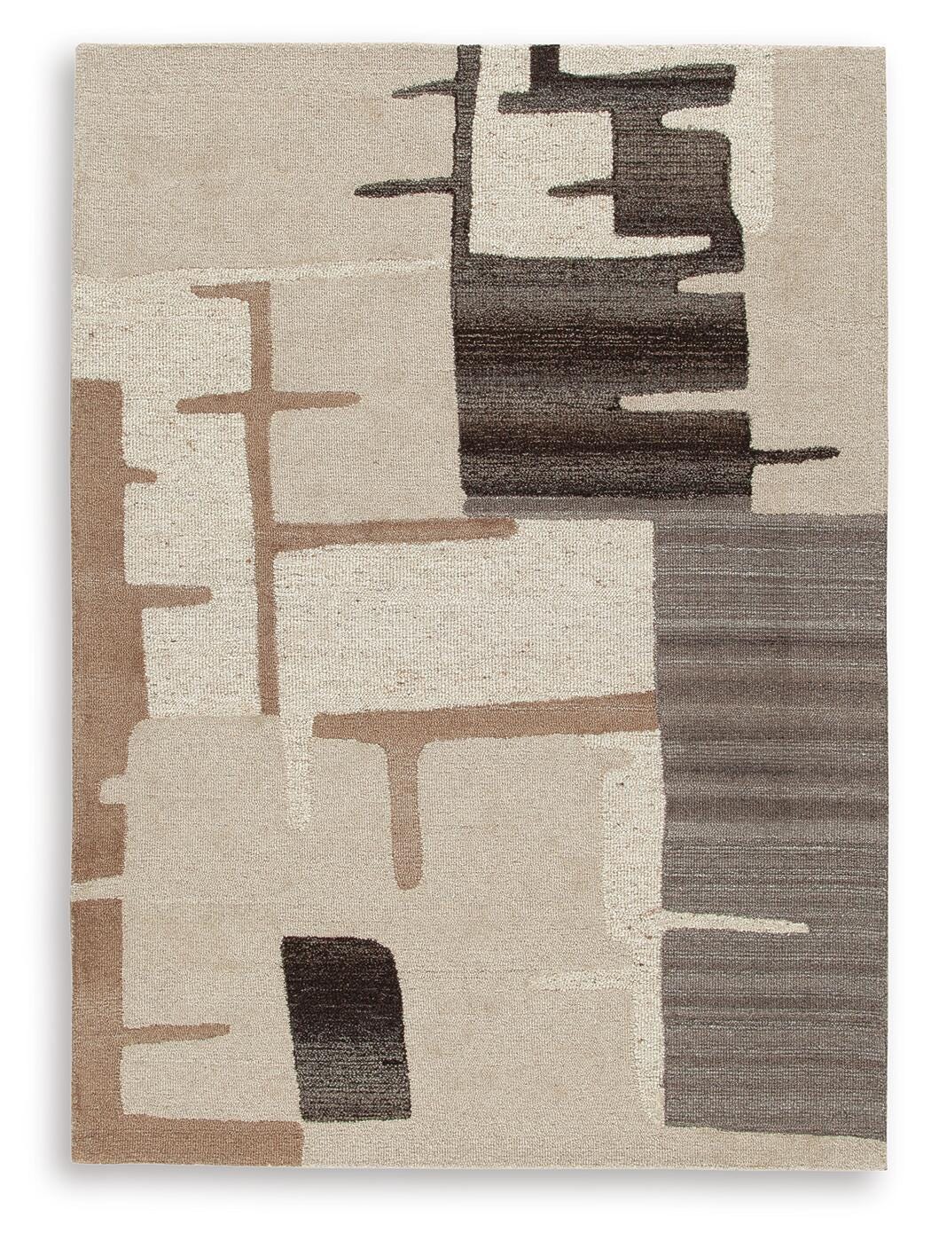 Kencher 5' x 7' Rug, Beige/Brown, large