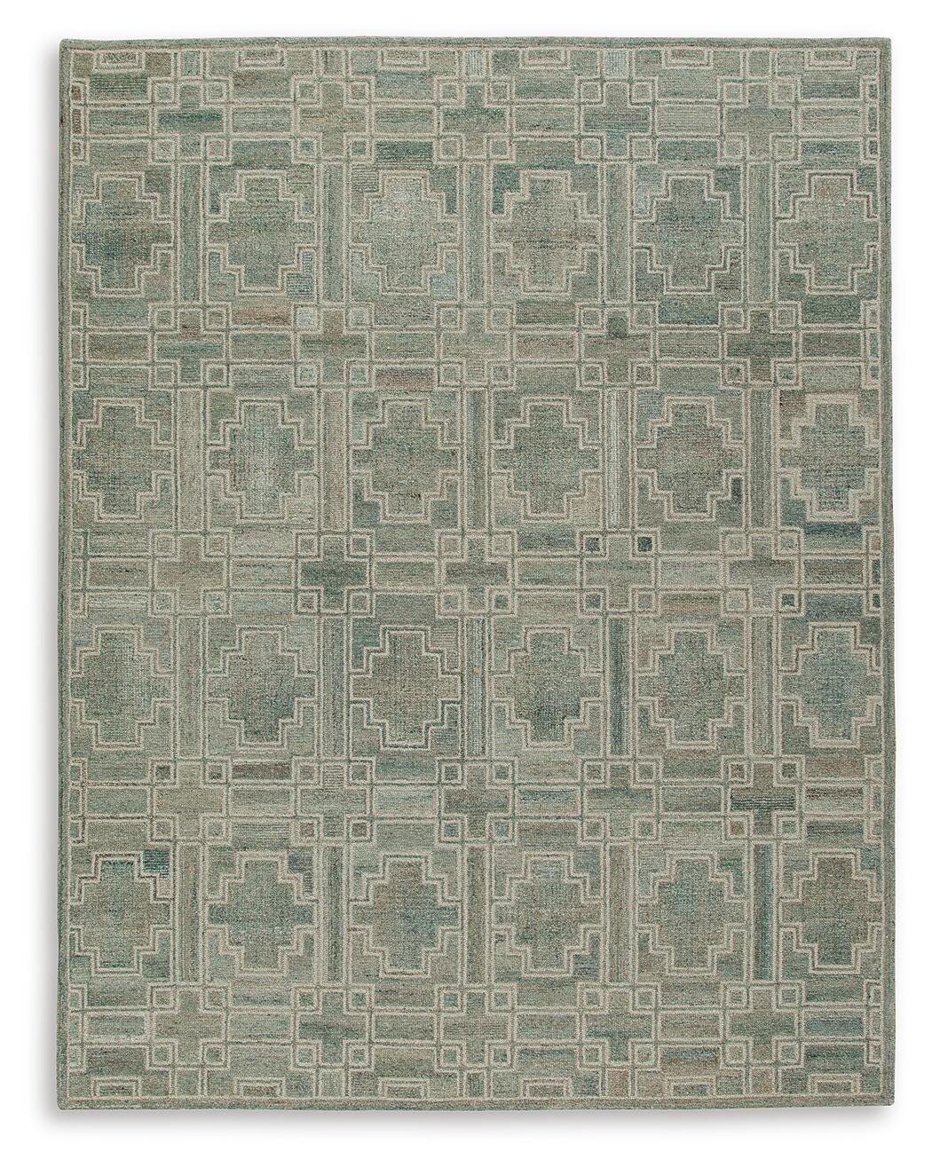 Jossland 8' x 10' Rug, Green/Ivory, large