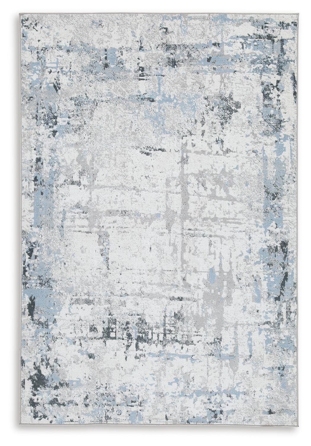 Emertonly 8' x 10' Washable Rug, Blue/White/Gray, large
