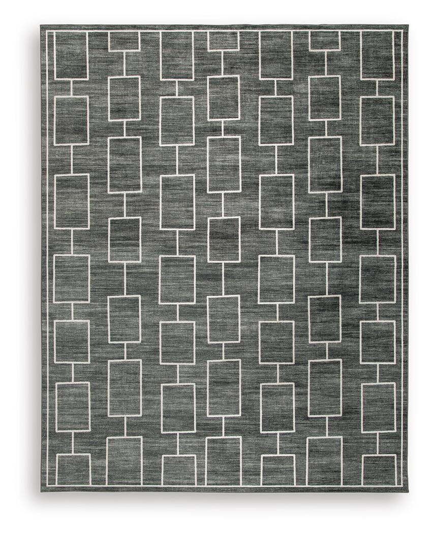Elderland Washable 7'6" x 9'6" Area Rug, Black/Gray, large