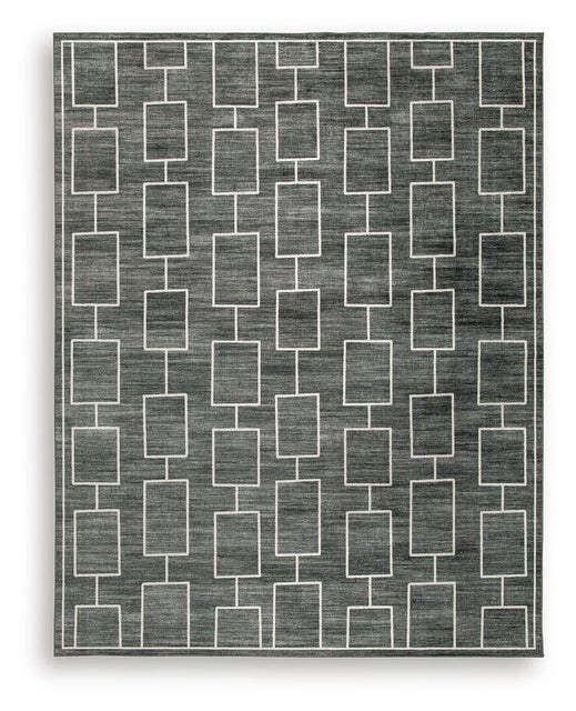 Elderland Washable 7'6" x 9'6" Area Rug, Black/Gray