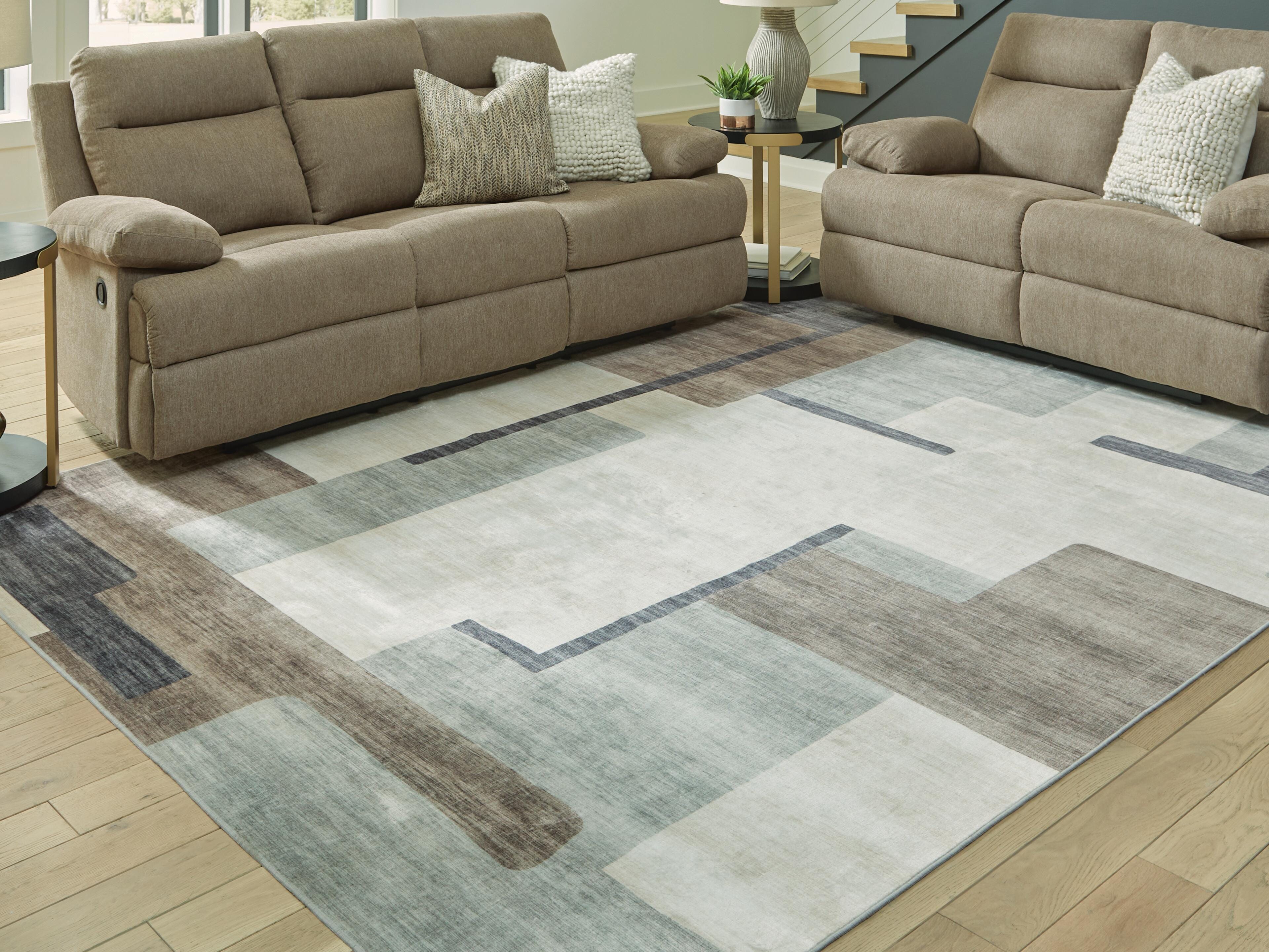 Larkport Washable 8' x 10' Area Rug, Cream/Brown/Gray, rollover