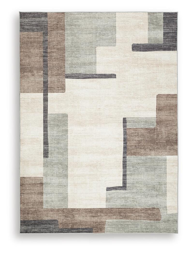 Larkport Washable 5' x 7' Area Rug, Cream/Brown/Gray, large