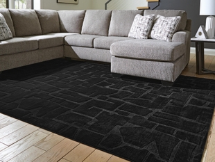 Gibbswell Washable 8' x 10' Area Rug, Black, rollover
