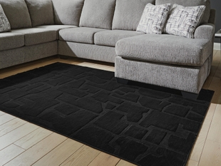 Gibbswell Washable 5' x 7' Area Rug, Black, rollover