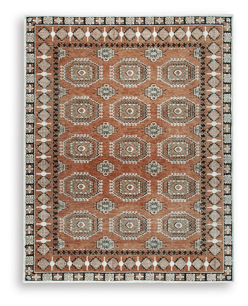 Qaabiz 7'8" x 10' Area Rug, Sienna/Ivory/Black, large