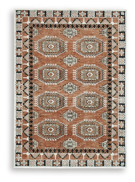 Qaabiz 5' x 7' Area Rug, Sienna/Ivory/Black