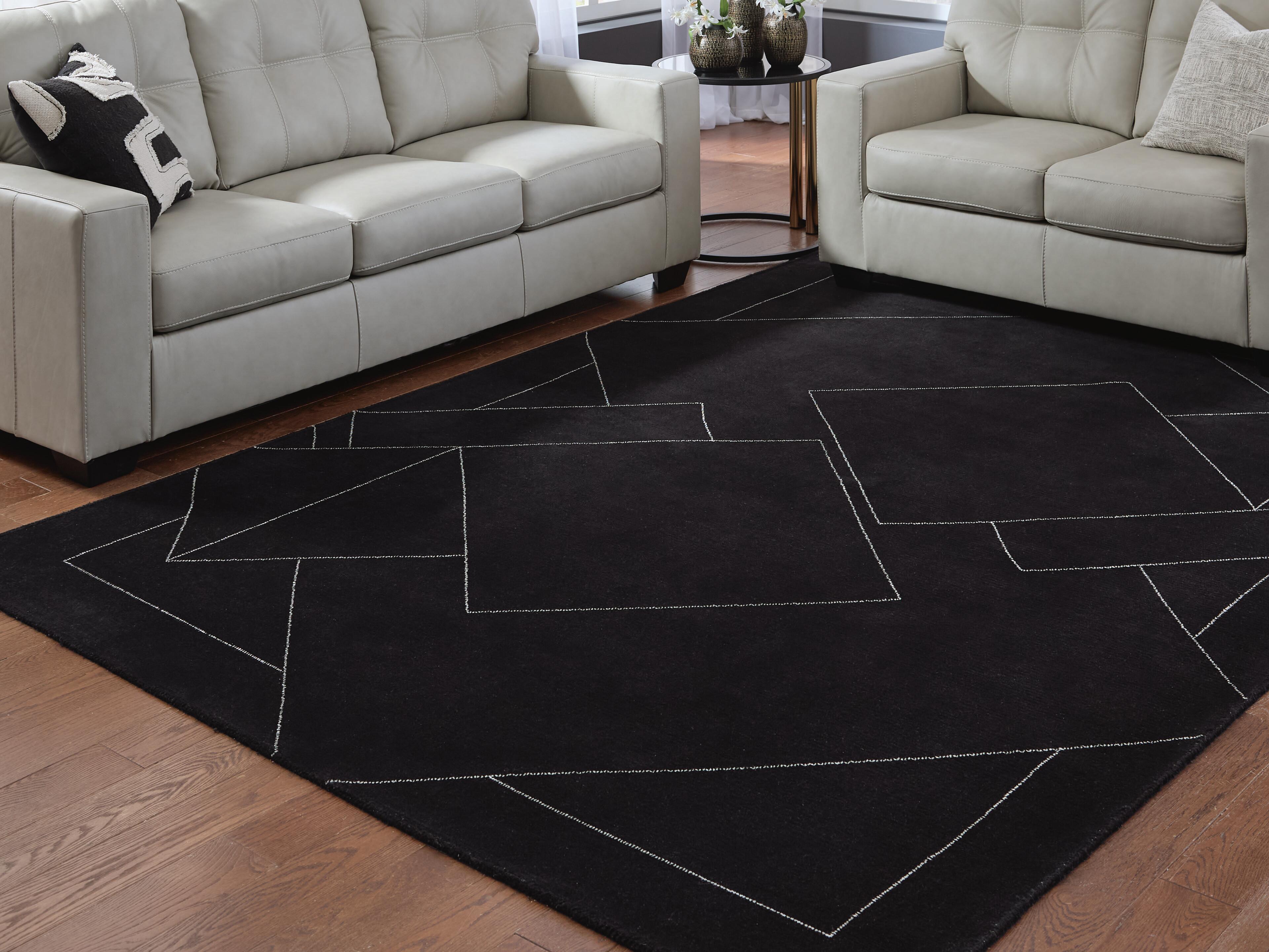 Marav 7'8" x 10' Area Rug, Black/White, rollover