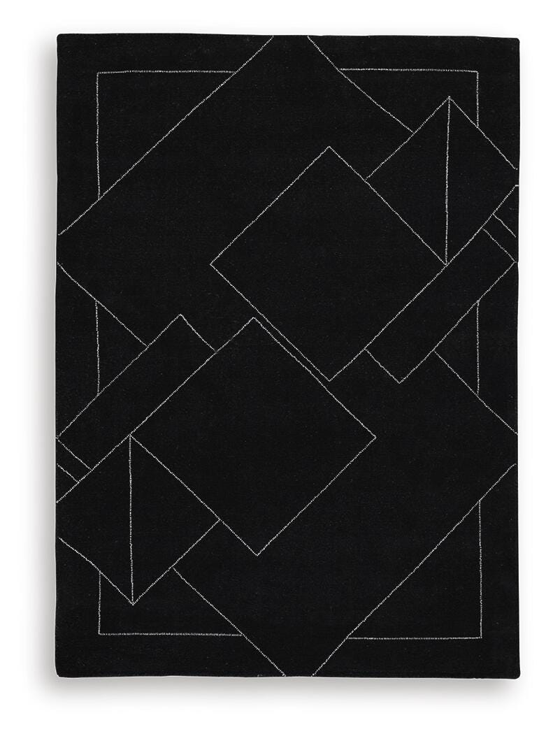 Marav 5' x 7' Area Rug, Black/White, large