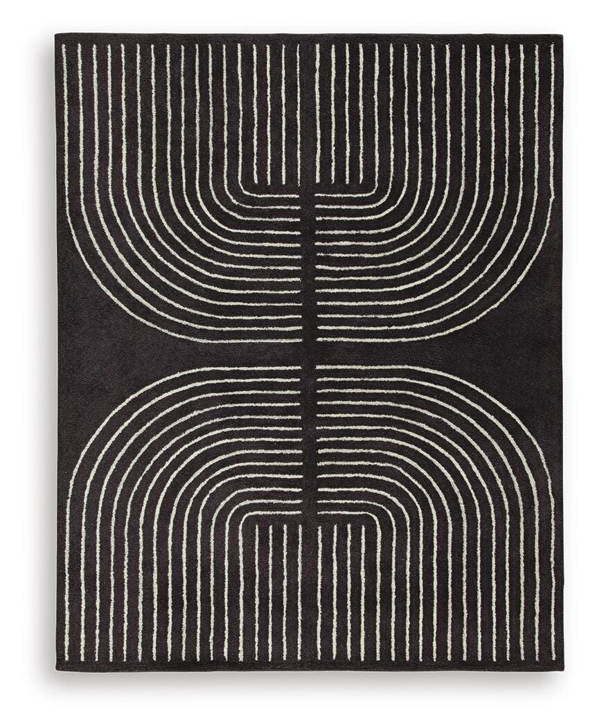 Eldonmore 7'8" x 10' Area Rug, Black/Ivory, large
