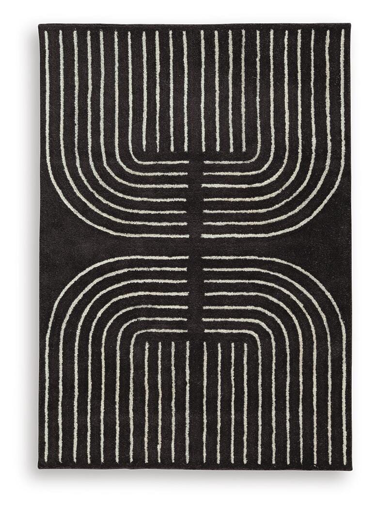 Eldonmore 5' x 7' Area Rug, Black/Ivory, large