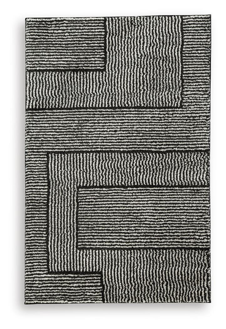 Kurtmen 5' x 7' Area Rug, Black/Ivory, large