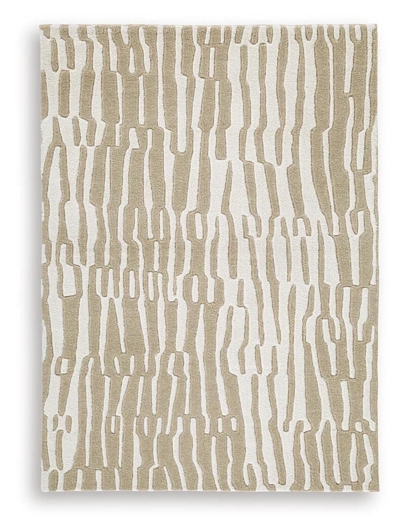 Corrbell 5' x 7' Area Rug, Beige/White, large