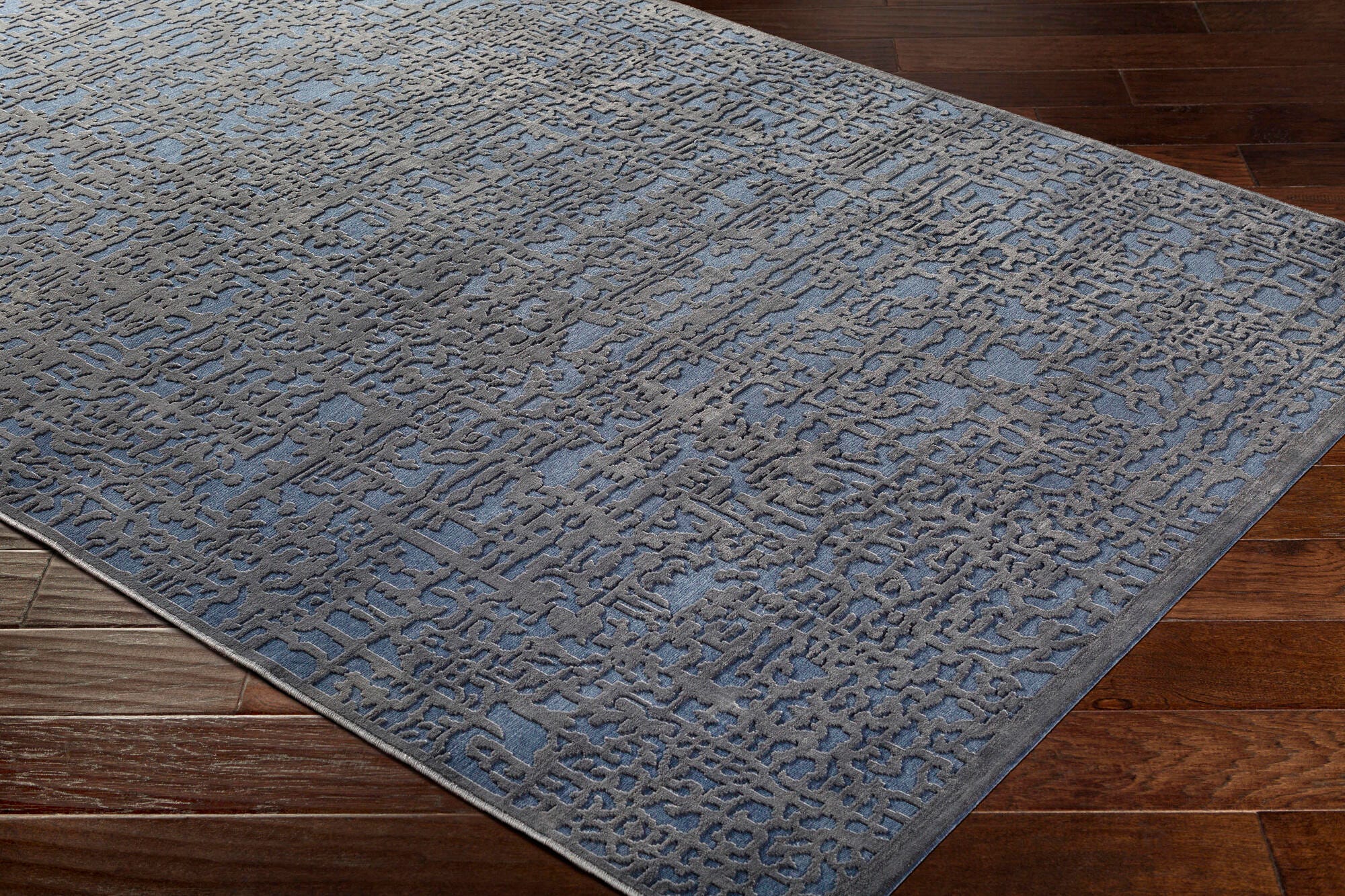 Rectangular 7'10" X 10'4"area Rug, Dark Blue/Charcoal, large
